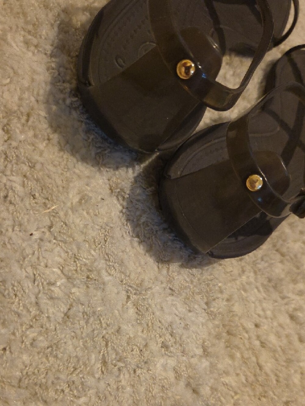 CROCS Black Strappy Slingback Sandals with Gold Studs - Picture 4 of 7